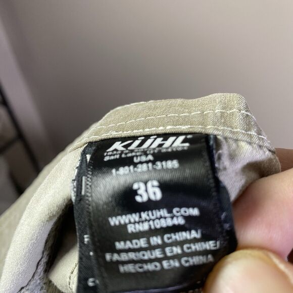 Kuhl Shorts Men 36 Green Cargo  Hiking Utility Outdoor Vintage Patina Dye - Picture 15 of 16